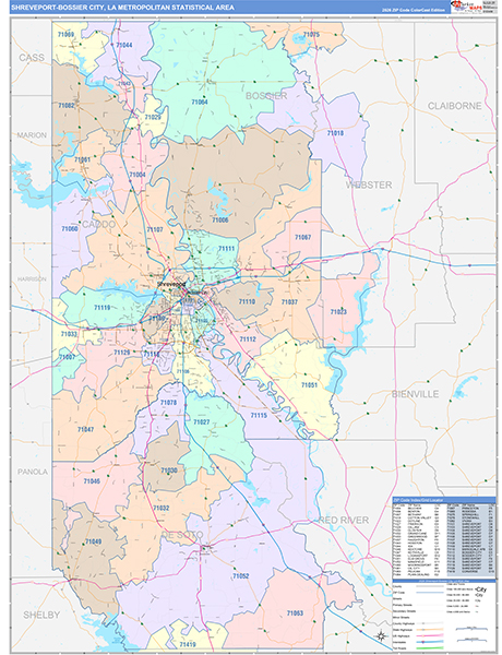 Shreveport-Bossier City Metro Area Wall Map